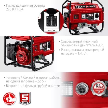 ЗУБР 1200 Вт, бензиновый генератор (СБ-1200) купить в Надыме