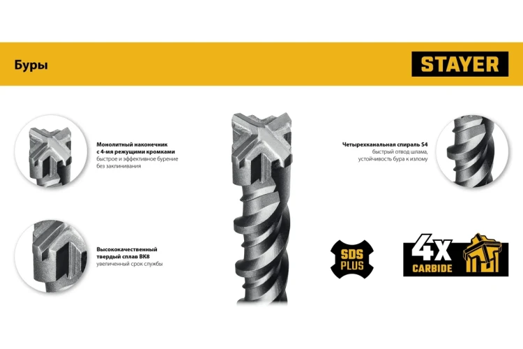 STAYER HERCULES-4Х 6x110 мм, SDS-plus бур (29290-110-06) купить в Надыме