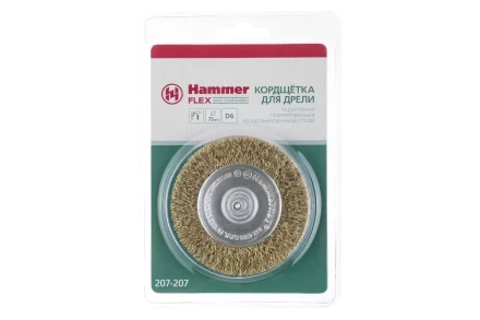 Кордщетка HAMMER плоская 75мм для дрели гофрированная латунированная сталь (207-207) купить в Надыме