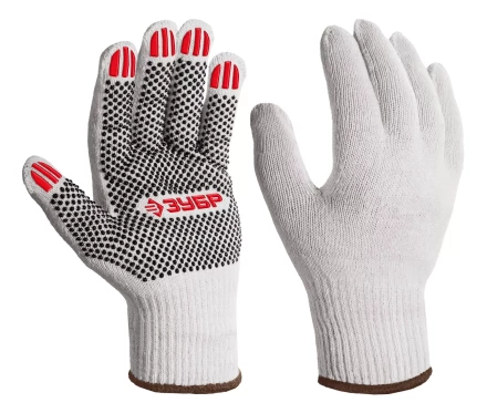 ЗУБР ОПТИМА, XL (10), х/б перчатки с ПВХ покрытием (точка), 10 класс (11440-XL) купить в Надыме