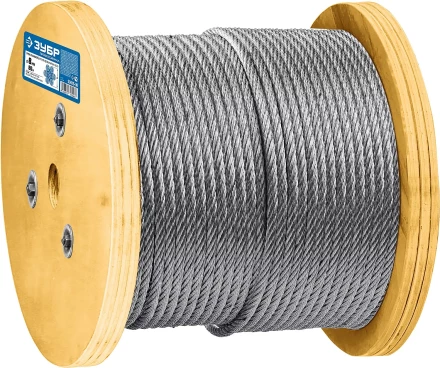 ЗУБР DIN 3060, свивка 6 х 19 + IWR, 8 мм, L 80 м, грузоподъемный стальной трос, Профессионал (30415-08) купить в Надыме