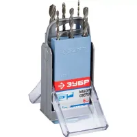 Набор ЗУБР ЗУБР "МАСТЕР": по металлу, цилиндр хвостовик, быстрорежущая сталь Р6М5, 2,3,4,5,6,8мм, 6шт в супер боксе 4-29621-H6-SB