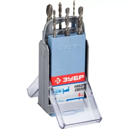 Набор ЗУБР ЗУБР "МАСТЕР": по металлу, цилиндр хвостовик, быстрорежущая сталь Р6М5, 2,3,4,5,6,8мм, 6шт в супер боксе 4-29621-H6-SB купить в Надыме
