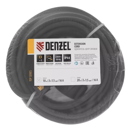 Удлинитель-шнур силовой Denzel Top Series, КГТТ, 10м, 1 розетка, 3 x 1,5 мм, 3 м 37419 купить в Надыме
