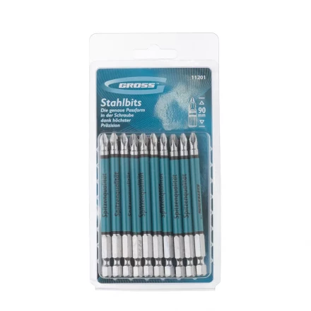 Набор бит Pz2 х90, сталь S2, 10шт GROSS 11201 купить в Надыме