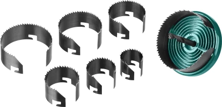 Пила сегментная наборная KRAFTOOL по дереву, 7 полотен: 25-32-38-45-50-56-62х18 мм 29580-H7-18 купить в Надыме