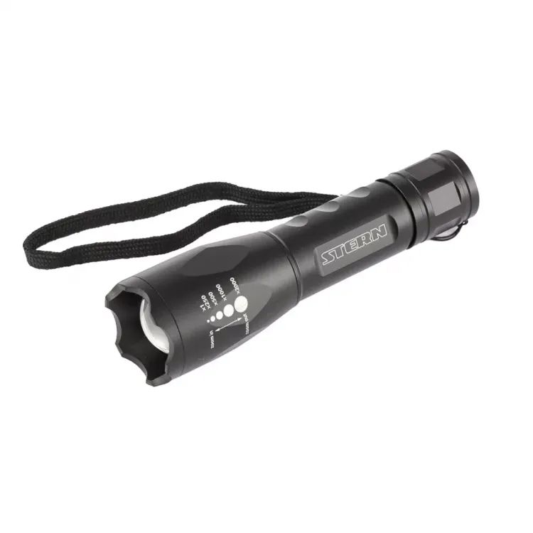 Фонарь 3 W CREE LED зум 3 режима 100% - 50% - стробоскоп ремешок 160 Лм 200 м 3хААА Stern 90581 купить в Надыме