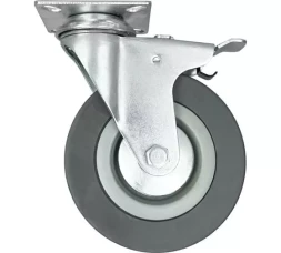 Аппаратное поворотное колесо с тормозом HITCH 120*26 резина серая SCgb55 (SZ084839)