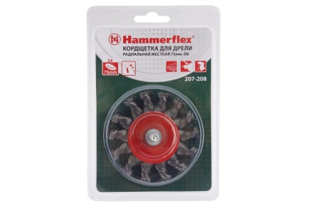 Кордщетка HAMMER плоская 75мм для дрели витая сталь (207-208) купить в Надыме