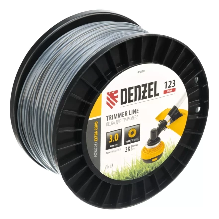 Леска для триммера двухкомпонентная круглая, 3,0мм х 123м, на DIN катушке EXTRA CORD// Denzel 96810 купить в Надыме