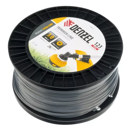 Леска для триммера двухкомпонентная круглая, 3,0мм х 123м, на DIN катушке EXTRA CORD// Denzel 96810 купить в Надыме