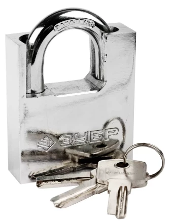 Замок ЗУБР "ЭКСПЕРТ" навесной, стальной корпус, закаленная дужка, с дополнительной защитой, 60мм 37223-60 купить в Надыме