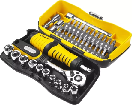 Набор STAYER "PROFESSIONAL": Биты и торцовые головки с трещеткой и воротком, 39 предметов 25135-H39 купить в Надыме
