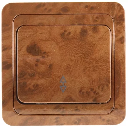 Выключатель СВЕТОЗАР "ГАММА" проходной, одноклавишный, цвет орех, 10A/~250B SV-54137-N купить в Надыме