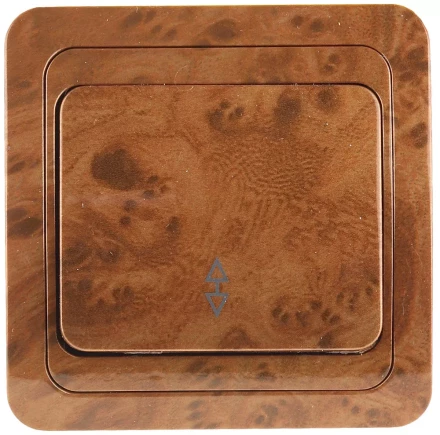 Выключатель СВЕТОЗАР "ГАММА" проходной, одноклавишный, цвет орех, 10A/~250B SV-54137-N купить в Надыме