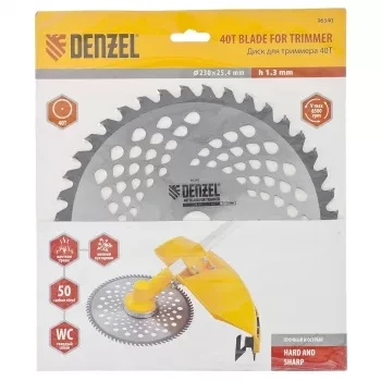 Диск для триммера 230 х 25,4 толщина 1,3 мм 40 зубьев DENZEL 96340 купить в Надыме