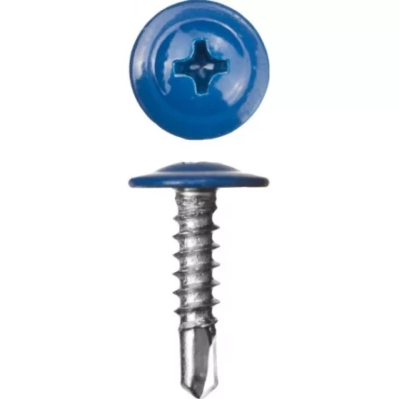 Саморезы ЗУБР с прессшайбой и сверлом по листовому металлу до 2мм, окрашенные в RAL-5005, PH2, 4,2х16мм, 500шт 300211-42-016-5005 купить в Надыме