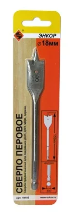 Сверло для дерева 18Х152 мм перовое Энкор 19106 купить в Надыме
