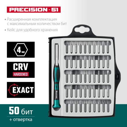 Набор Precision-51: отвертка для точных работ со сменными битами. 25691 купить в Надыме