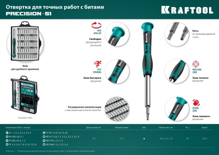 Набор Precision-51: отвертка для точных работ со сменными битами. 25691 купить в Надыме