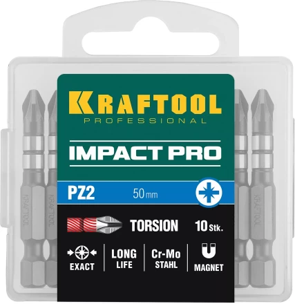 Биты для ударных шуруповертов KRAFTOOL Impact Pro PZ 26193-2-50-S10 купить в Надыме