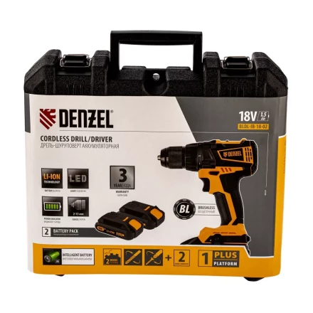 Дрель-шуруповерт аккумуляторная BLDL-IB-18-02 Denzel 26121 купить в Надыме
