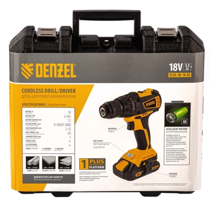 Дрель-шуруповерт аккумуляторная BLDL-IB-18-02 Denzel 26121 купить в Надыме