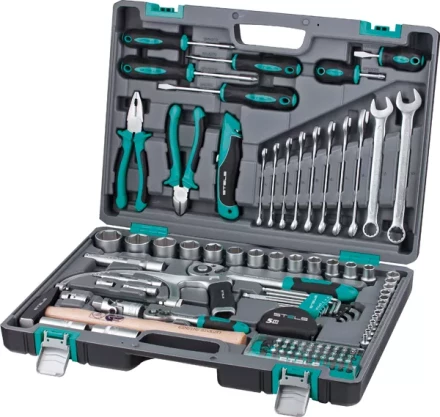 Набор инструментов 1/2  1/4 CrV пластиковый кейс  98 предметов STELS 14111 купить в Надыме