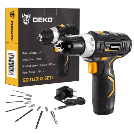 Дрель аккумуляторная в наборе DEKO GCD12DU3 SET2 Li-Ion, 063-4146 купить в Надыме