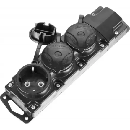 Колодка СИБИН для удлинителя, 3 гнезда, заземление, защитные крышки, IP44, макс мощность 3500Вт 55114-3 купить в Надыме