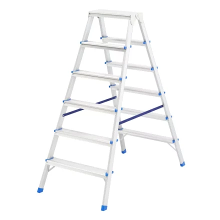 Стремянка двусторонняя 6 ступеней алюминиевая Сибртех 97926 купить в Надыме