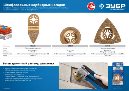 ЗУБР ШВД-35 UniLock, 35 мм, OIS-хвост., двусторонняя, насадка дельтовидная шлифовальная, Профессионал (15563-35) купить в Надыме