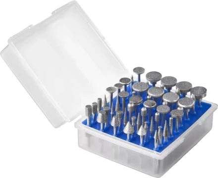 Набор ЗУБР "ПРОФЕССИОНАЛ": Мини-насадки с алмазным напылением в пластиковом боксе, Р 180, хвостовик 3мм, 50 предметов 33383-H50 купить в Надыме