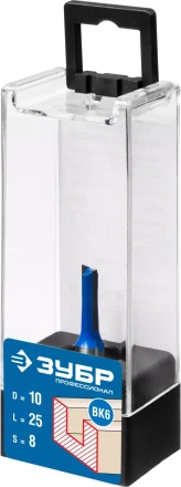 ЗУБР 10 x 25 мм, хвостовик 8 мм, фреза пазовая прямая, Профессионал (28753-10-25) купить в Надыме