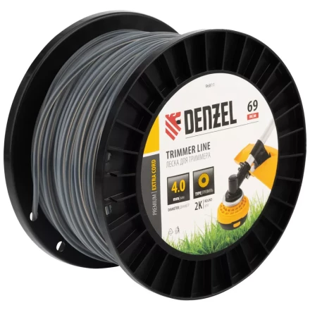 Леска для триммера двухкомпонентная круглая, 4,0мм х 69м, на DIN катушке EXTRA CORD// Denzel 96811 купить в Надыме