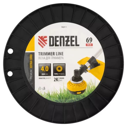 Леска для триммера двухкомпонентная круглая, 4,0мм х 69м, на DIN катушке EXTRA CORD// Denzel 96811 купить в Надыме