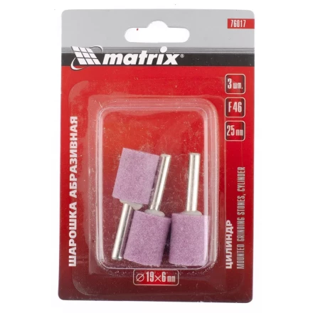 Шарошка абразивная цилиндр 10 x 20 x 3 мм F80 3 штуки MATRIX 76018 купить в Надыме