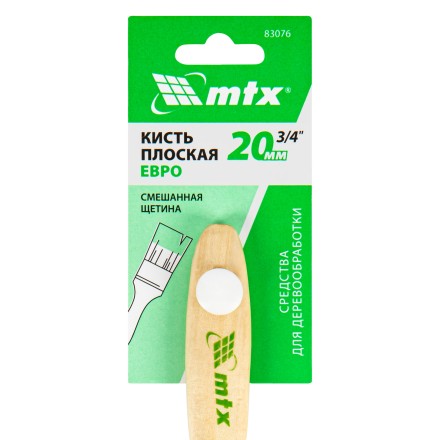 Кисть плоская &quot;Евро&quot; 3/4&quot;, смешанная щетина, деревянная ручка MTX 83076 купить в Надыме