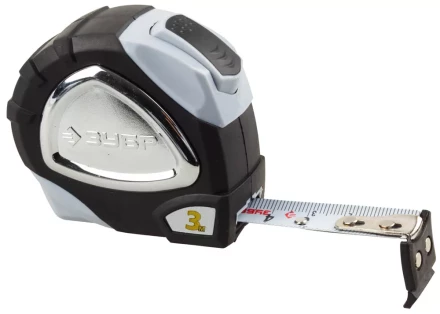 Рулетка ЗУБР "ЭКСПЕРТ" "ПРЕМИУМ", двухкомпонентный корпус, автостоп, полотно с нейлоновым напылением, 3 м / 16 мм 34050-03-16_z01 купить в Надыме