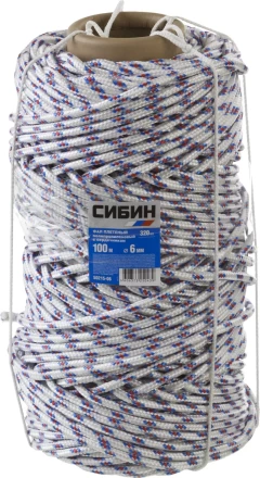 Фал плетёный полипропиленовый СИБИН 16-прядный с полипропиленовым сердечником, диаметр 6 мм, бухта 100 м, 320 кгс 50215-06 купить в Надыме
