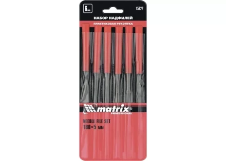 Набор надфилей 180 х 5мм 6 шт пластиковые рукоятки MATRIX 15822 купить в Надыме