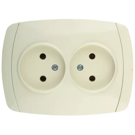 Розетка СВЕТОЗАР "CITY LIGHT" двойная в сборе, без заземления, цвет бежевый, 16А/~250В SV-54202-B купить в Надыме