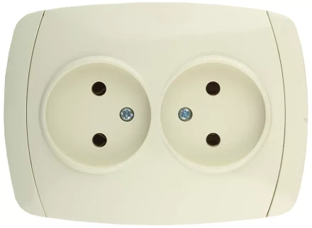 Розетка СВЕТОЗАР "CITY LIGHT" двойная в сборе, без заземления, цвет бежевый, 16А/~250В SV-54202-B купить в Надыме