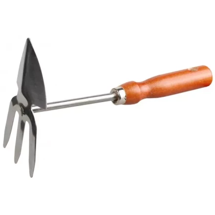 Мотыжка садовая GRINDA, сердцевидное лезвие - 3 зубца, из нержавеющей стали, деревянная ручка, 250мм 8-421139 купить в Надыме