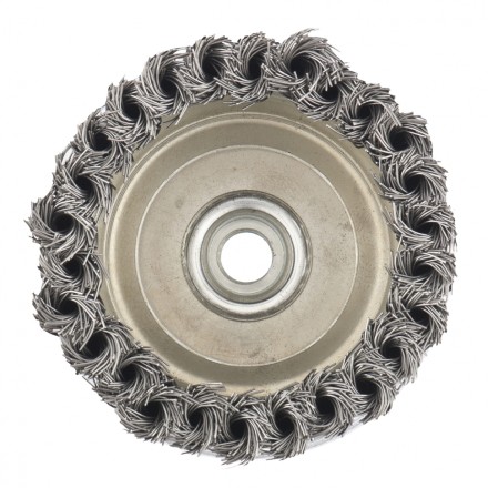 Щетка для УШМ Heavy Duty, 125 мм, М14, &quot;чашка&quot;, крученая металлическая проволока  MATRIX 74674 купить в Надыме