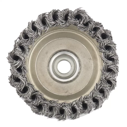 Щетка для УШМ Heavy Duty, 125 мм, М14, "чашка", крученая металлическая проволока  MATRIX 74674 купить в Надыме