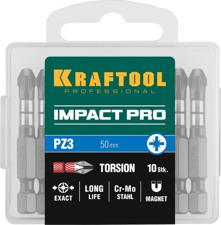 Биты для ударных шуруповертов KRAFTOOL Impact Pro PZ 26193-3-50-S10 купить в Надыме