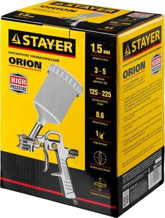 Краскопульт пневматический STAYER &quot;MASTER&quot; ORION, c верхним бачком, 1,5мм 06471-1.5 купить в Надыме