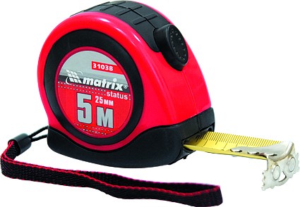 Рулетка Status autostop magnet 5 м х 25 мм двухкомпонентный корпус зацеп с магнитом  MATRIX 31038 купить в Надыме