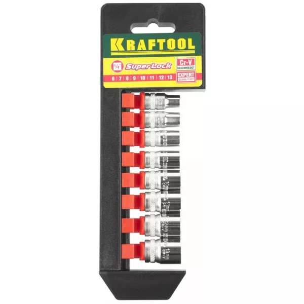 Набор KRAFTOOL "EXPERT QUALITAT" Торцовые головки "SUPER LOCK", 1/4", 6-13мм, 8 предметов 27860-H8_z01 купить в Надыме